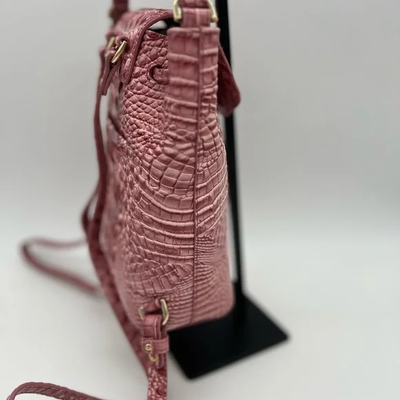 Brahmin Kendall Pink Croc-Embossed Leather Backpack - Picture 5 of 9